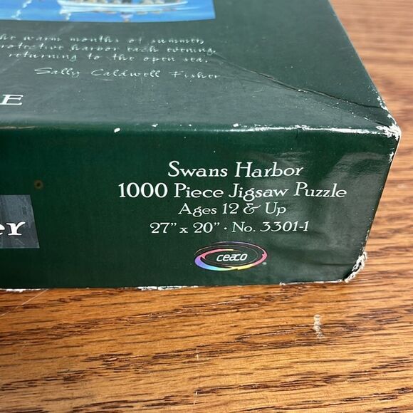 Sally Caldwell Fisher 1000 piece jigsaw puzzle - Swans Harbor” folk art - Picture 3 of 5